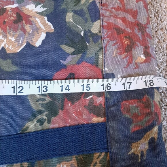 VTG Gitano 80's/90's Navy Floral Cotton Canvas Duffle Weekender Bag - Picture 15 of 16